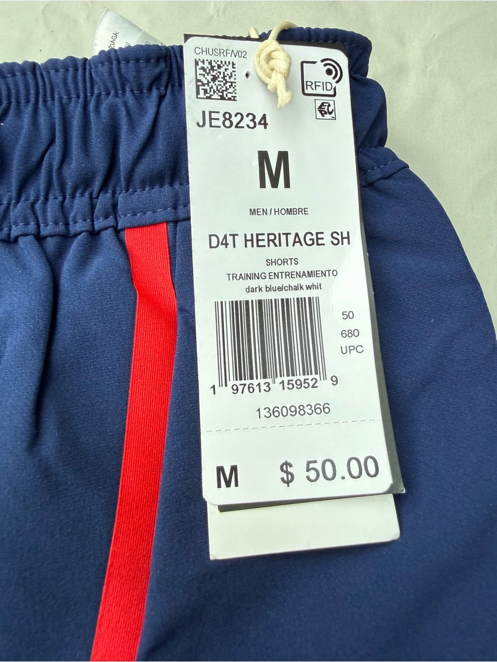 Adidas Mens Traning Club Shorts - Navy Blue and Red - Size Medium - New with Tag - Picture 3 of 10